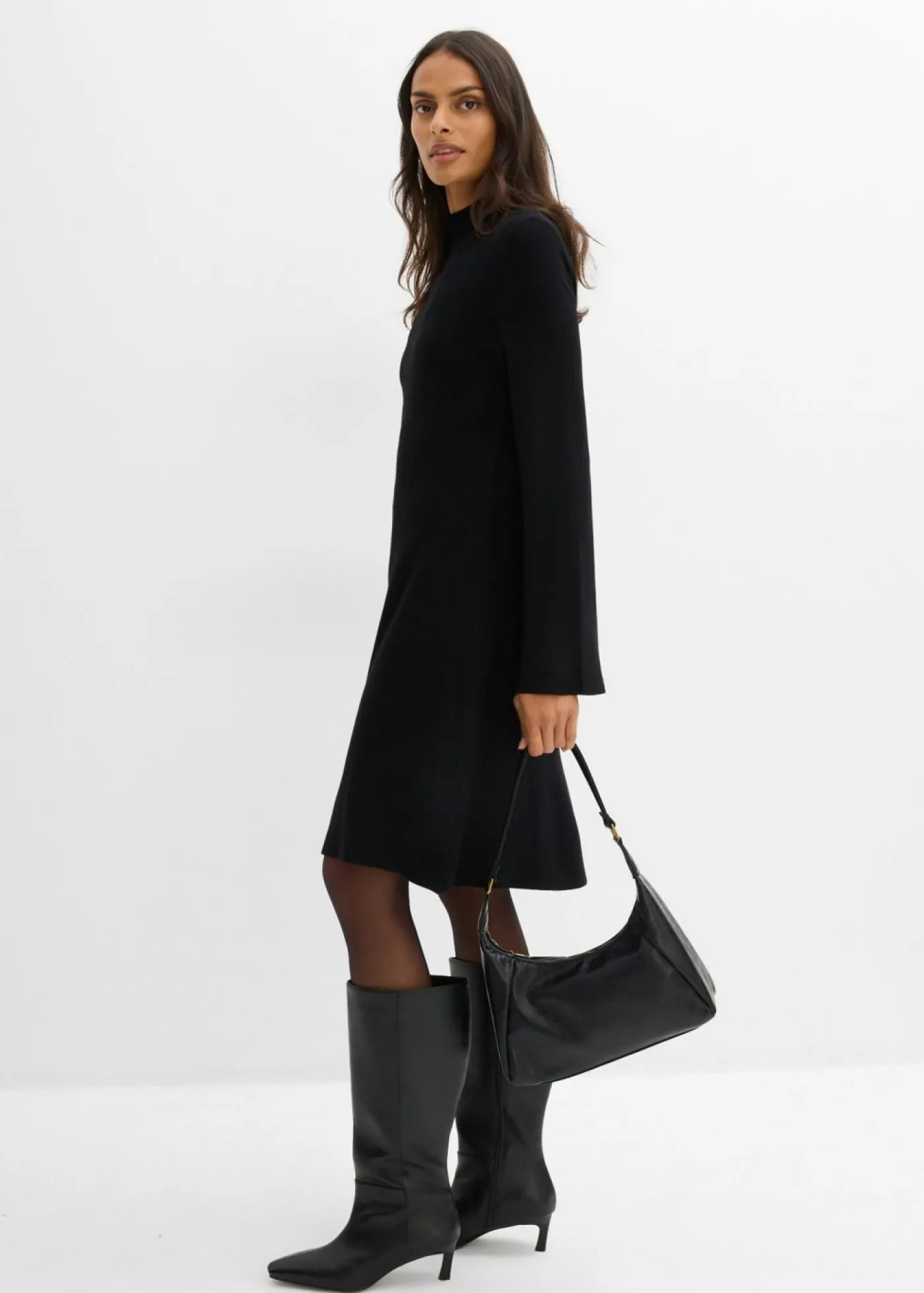 Discount Vestido de punto de mezcla de viscosa con línea en A Mujer Esenciales|Vestidos
