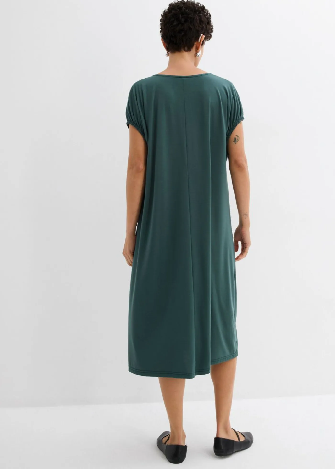 Discount Vestido de punto de mezcla de viscosa con escote en V Mujer Esenciales|Vestidos