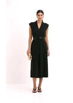 Sale Vestido de punto de piqué de viscosa con hombreras Mujer Vestidos