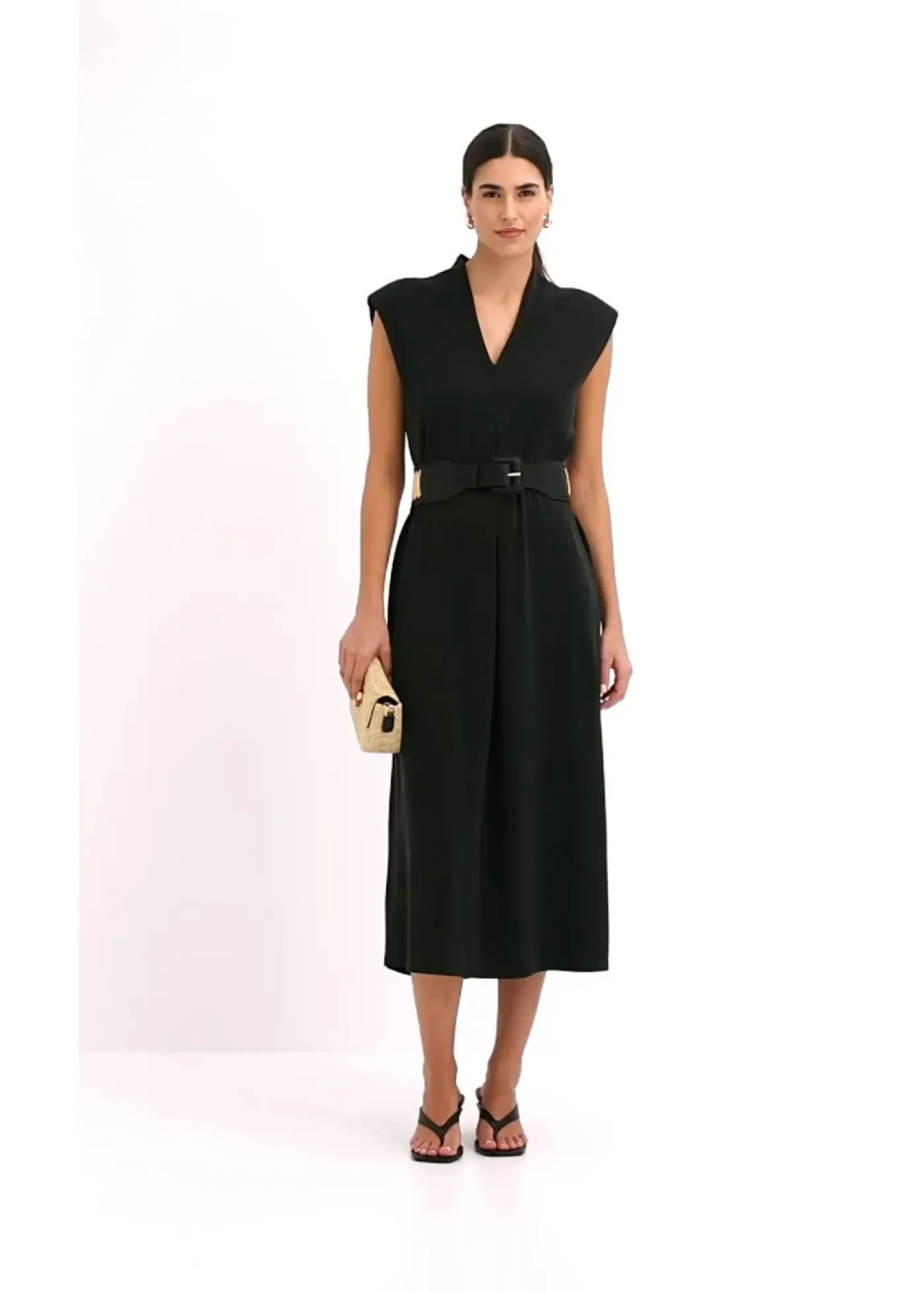 Sale Vestido de punto de piqué de viscosa con hombreras Mujer Vestidos