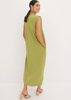 Vestido de punto de piqué de viscosa con hombreras Mujer Vestidos