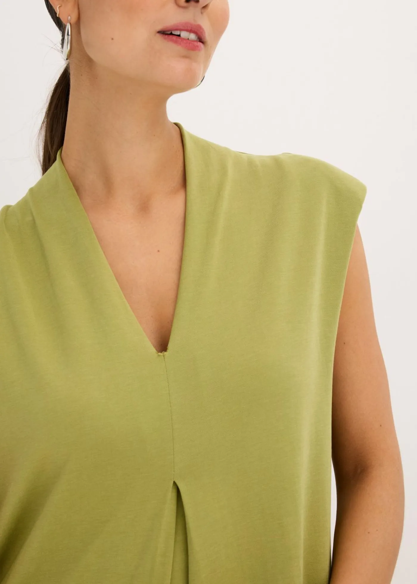 Vestido de punto de piqué de viscosa con hombreras Mujer Vestidos