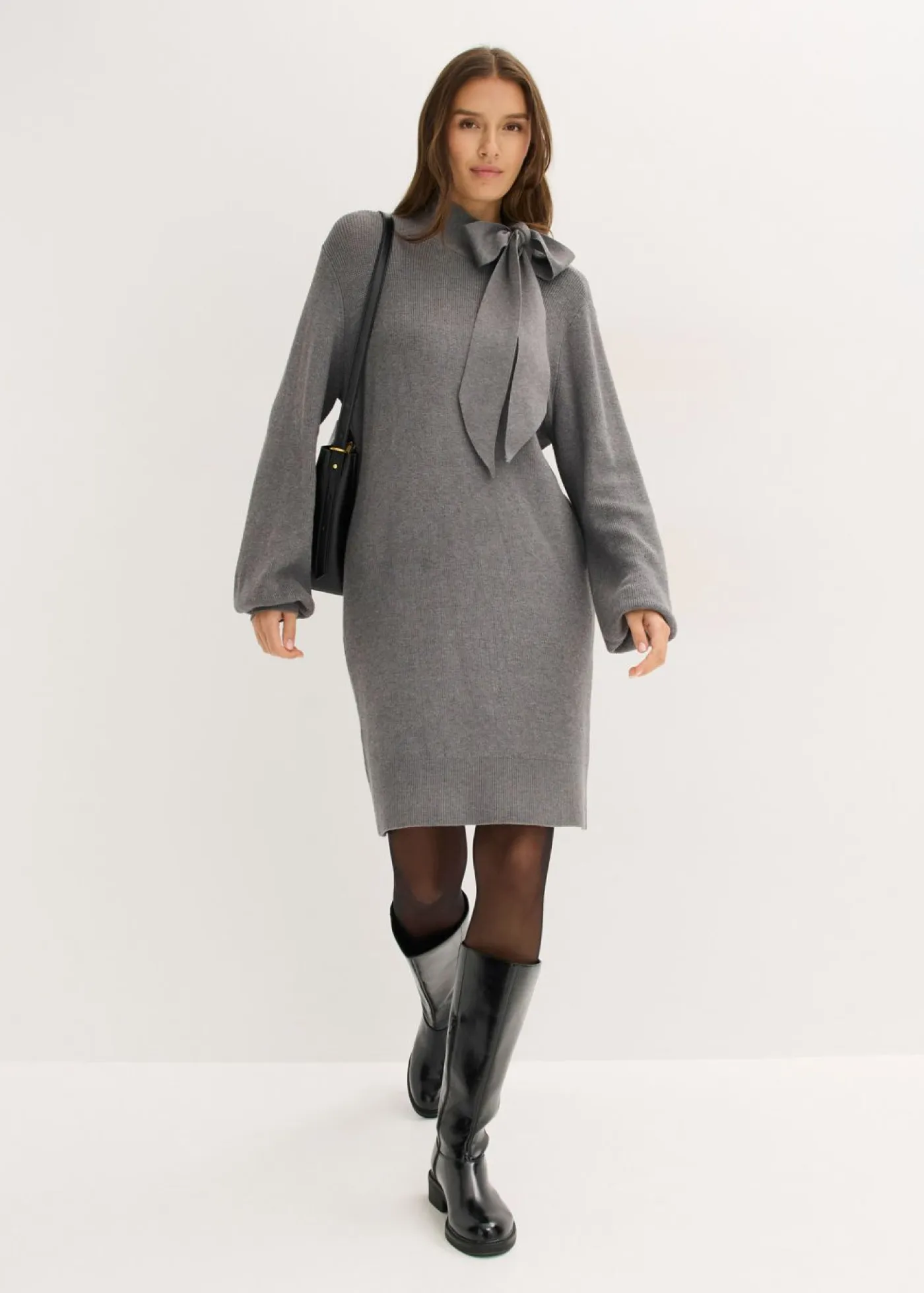 Best Vestido de punto de suave mezcla de viscosa con lazo Mujer Vestidos|Ropa De Punto