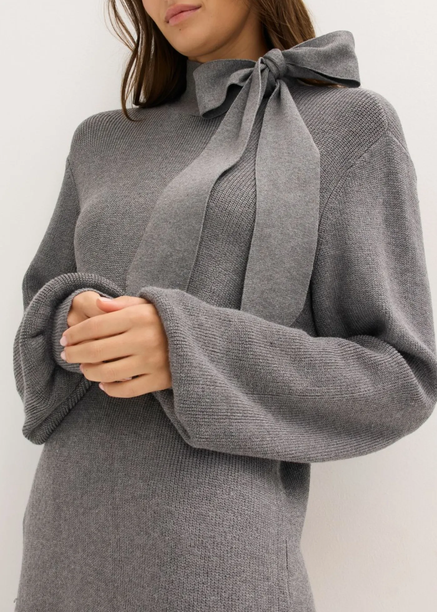 Best Vestido de punto de suave mezcla de viscosa con lazo Mujer Vestidos|Ropa De Punto