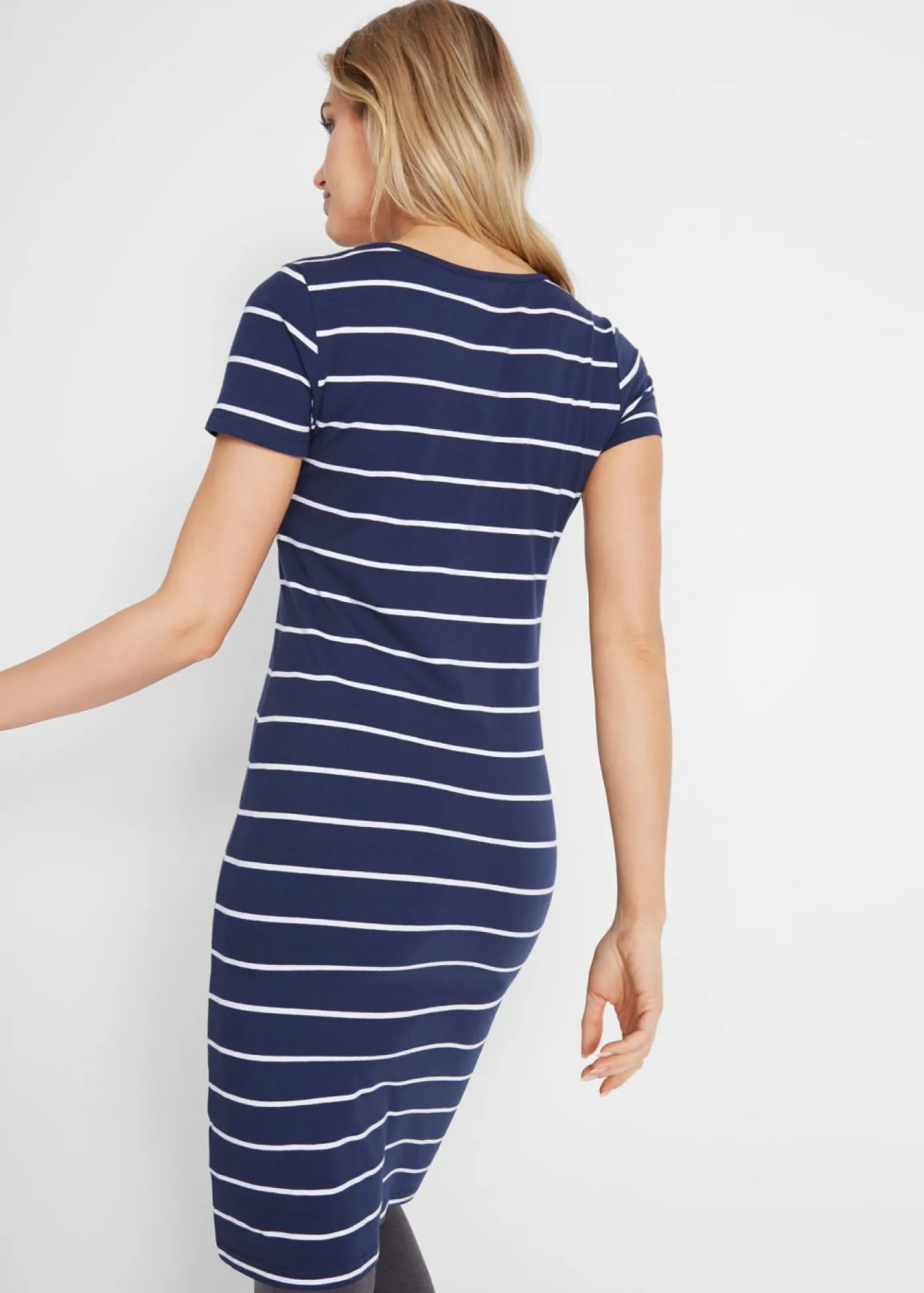 New Vestido de punto elástico de manga corta Mujer Básicos|Vestidos