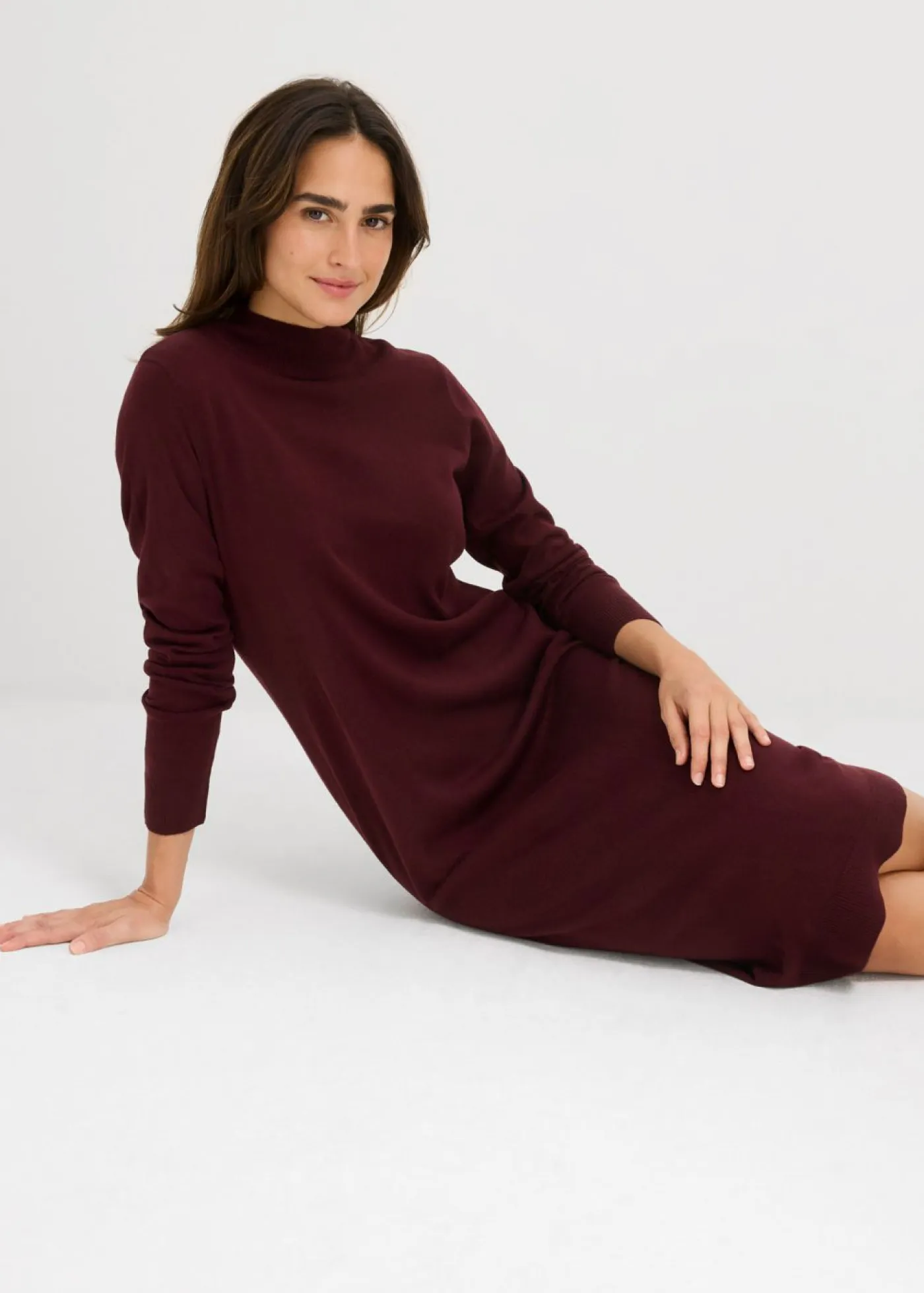 Discount Vestido de punto fino con cuello alto Mujer Básicos|Vestidos