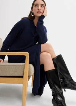 Vestido de punto fino de mezcla de viscosa Mujer Esenciales|Vestidos
