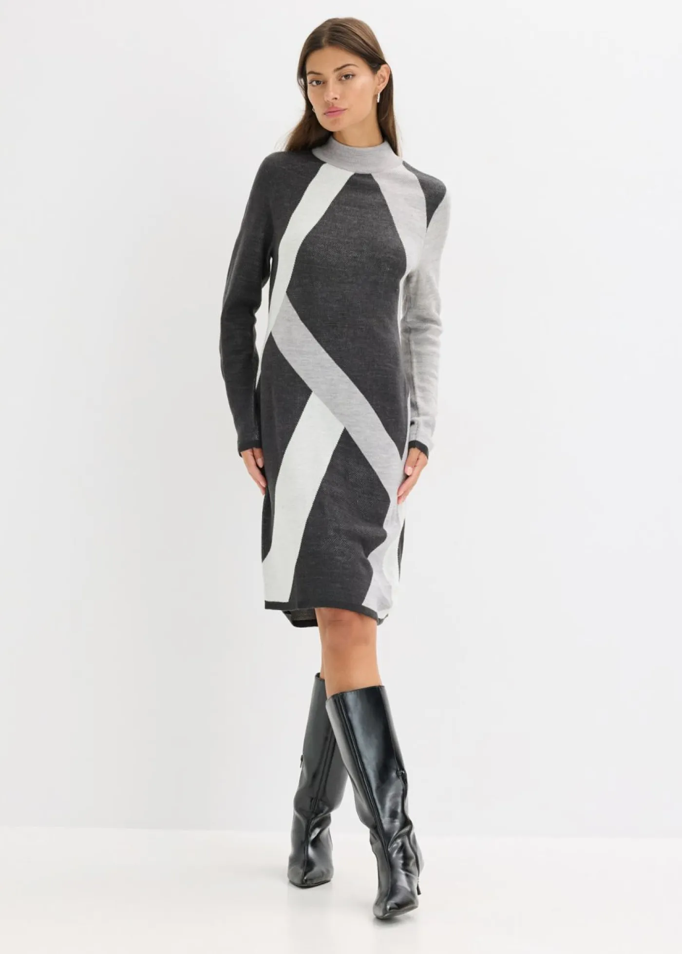 Discount Vestido de punto jacquard con rayas modernas Mujer Vestidos|Ropa De Punto