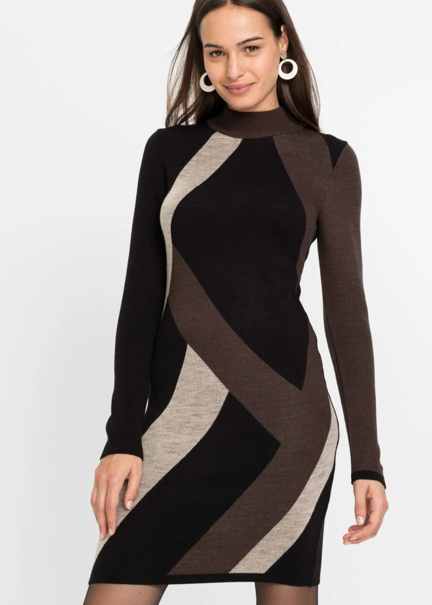 Vestido de punto jacquard con rayas modernas Mujer Vestidos|Ropa De Punto
