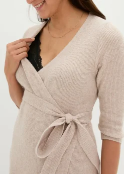 Sale Vestido de punto suave para el embarazo y la lactancia con mangas 3/4 Mujer Premamá