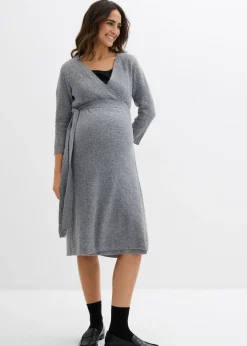 Vestido de punto suave para el embarazo y la lactancia con mangas 3/4 Mujer Premamá