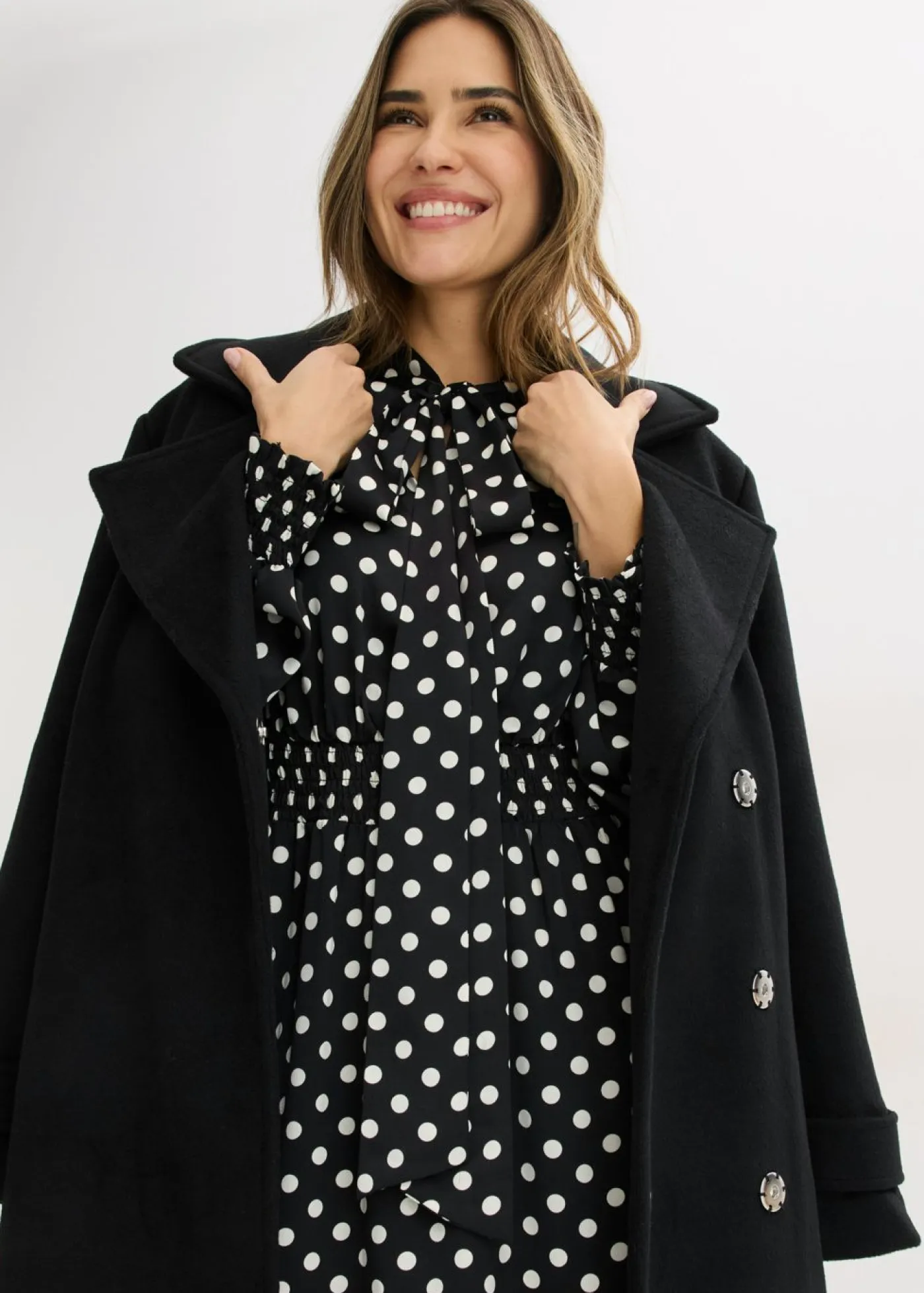 Outlet Vestido de satén fluido con lazo en el cuello Mujer Vestidos