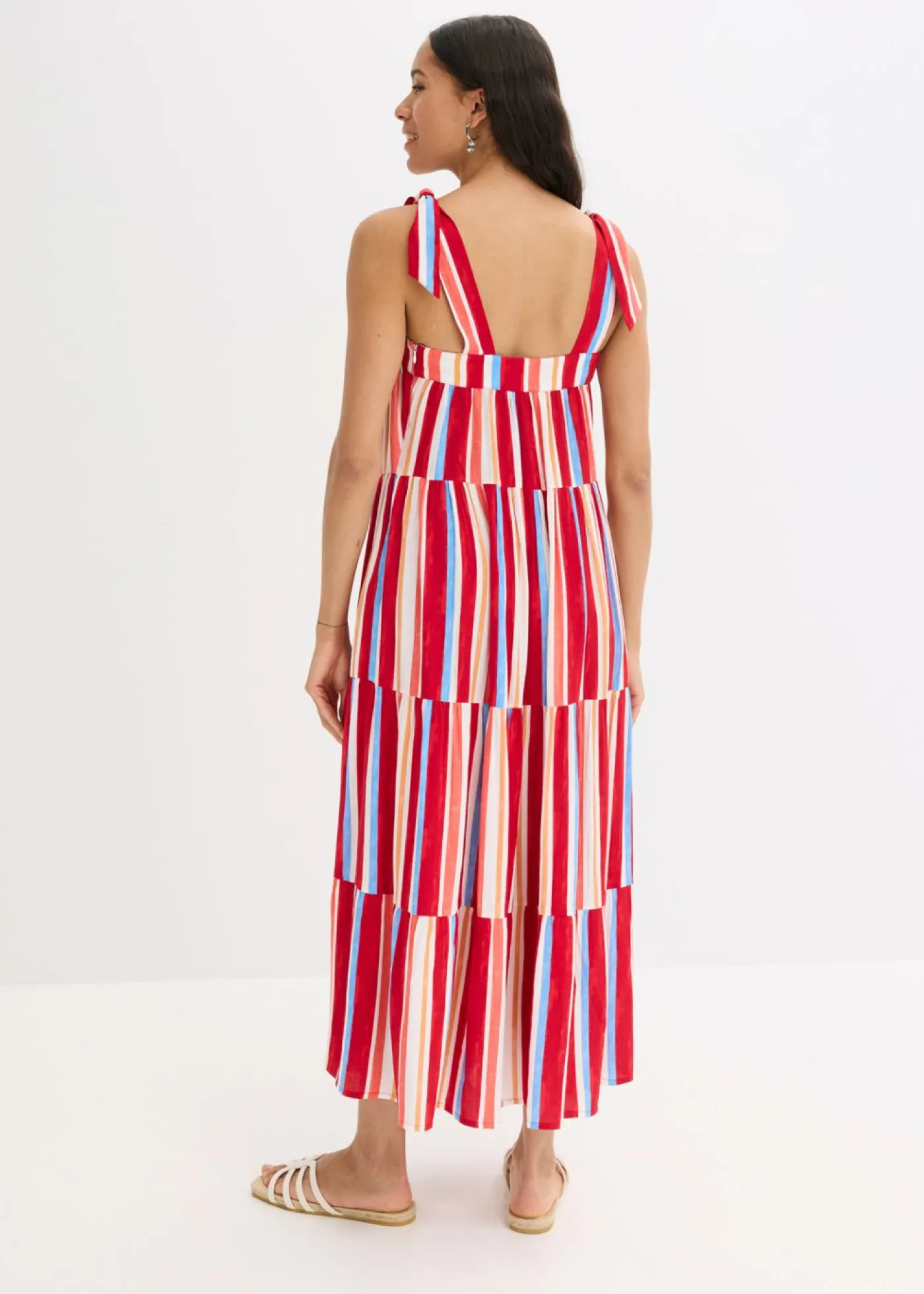Best Vestido de tirantes de viscosa estructurada de rayas Mujer Vestidos