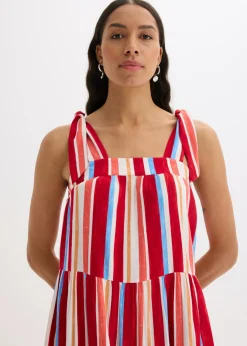 Best Vestido de tirantes de viscosa estructurada de rayas Mujer Vestidos