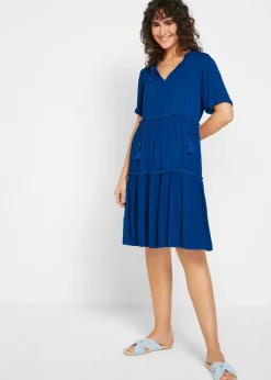 Best Vestido de viscosa arrugada hasta la rodilla con detalle en el escote Mujer Vestidos
