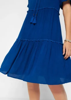 Best Vestido de viscosa arrugada hasta la rodilla con detalle en el escote Mujer Vestidos