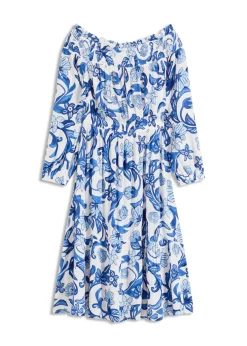Best Vestido de viscosa estructurada con escote bañera Mujer Vestidos