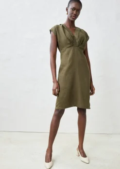 New Vestido entallado de lino puro Mujer Premium|Vestidos