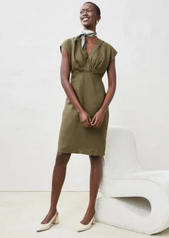 New Vestido entallado de lino puro Mujer Premium|Vestidos