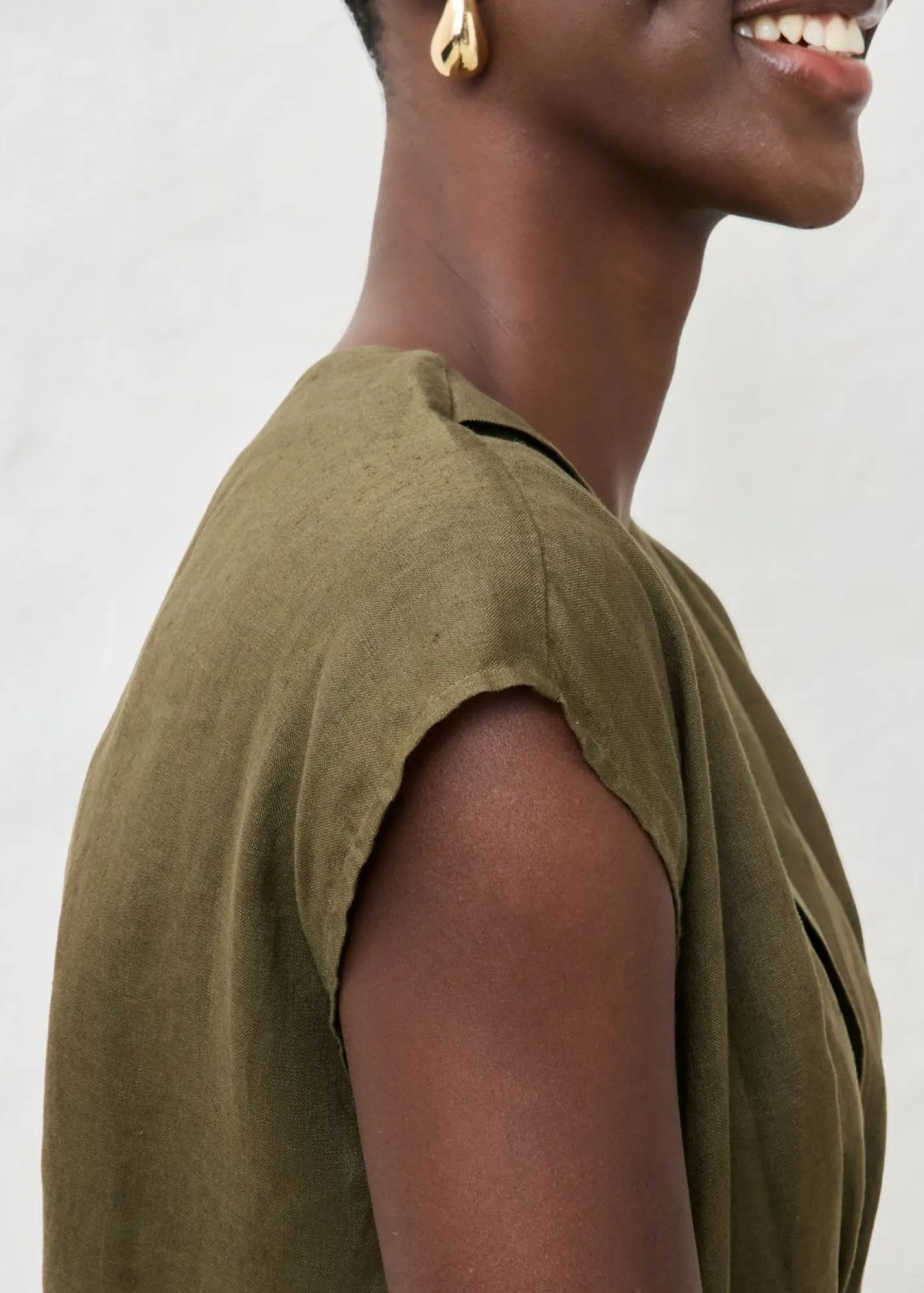 New Vestido entallado de lino puro Mujer Premium|Vestidos