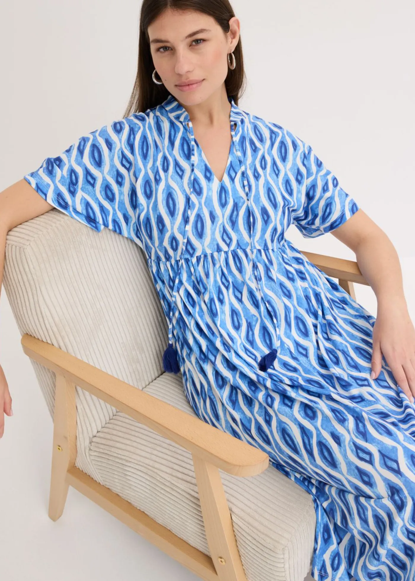 Outlet Vestido estampado con corte de túnica Mujer Vestidos