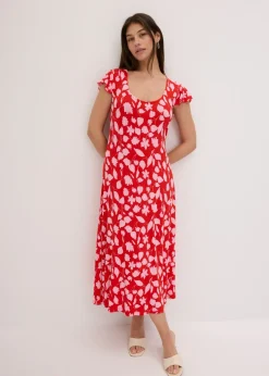 Outlet Vestido estampado de punto de mezcla de viscosa suave Mujer Vestidos|Novedades