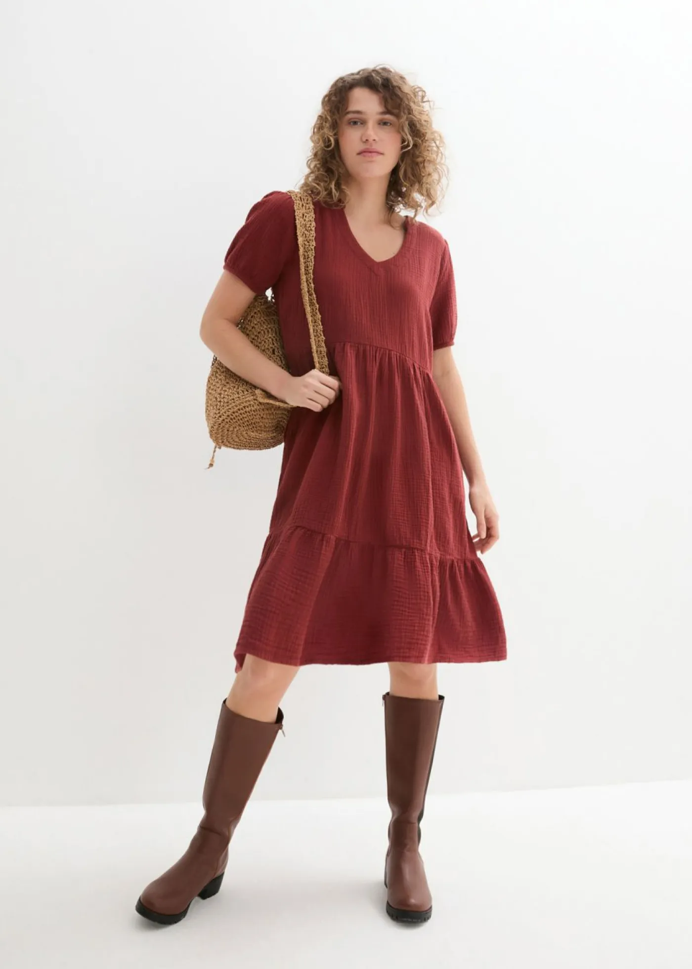 Best Vestido holgado de muselina de algodón Mujer Vestidos|Novedades