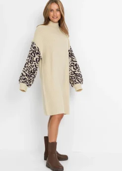 Discount Vestido holgado de punto con estampado de leopardo Mujer Vestidos|Ropa De Punto