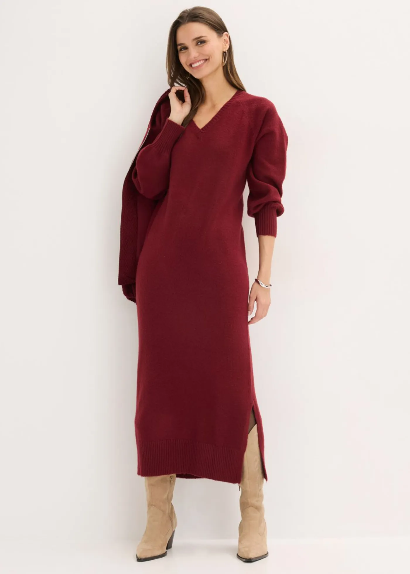 Online Vestido holgado de punto con largo midi Mujer Vestidos|Ropa De Punto