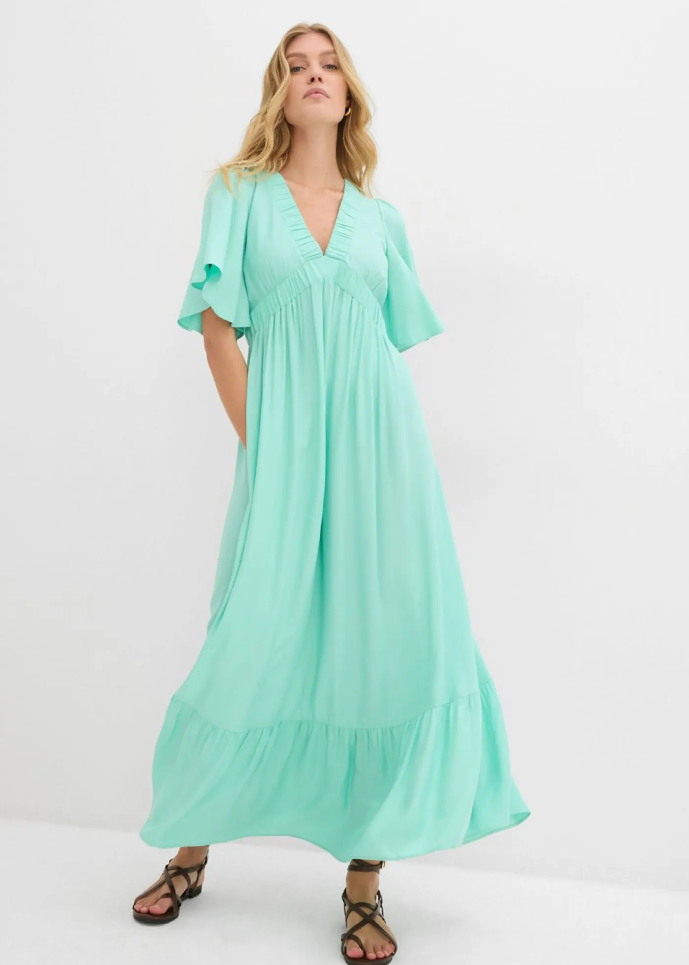 Hot Vestido largo a capas de viscosa fluida Mujer Vestidos
