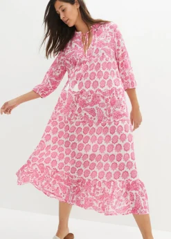 Best Vestido largo arrugado de algodón con bolsillos Mujer Vestidos
