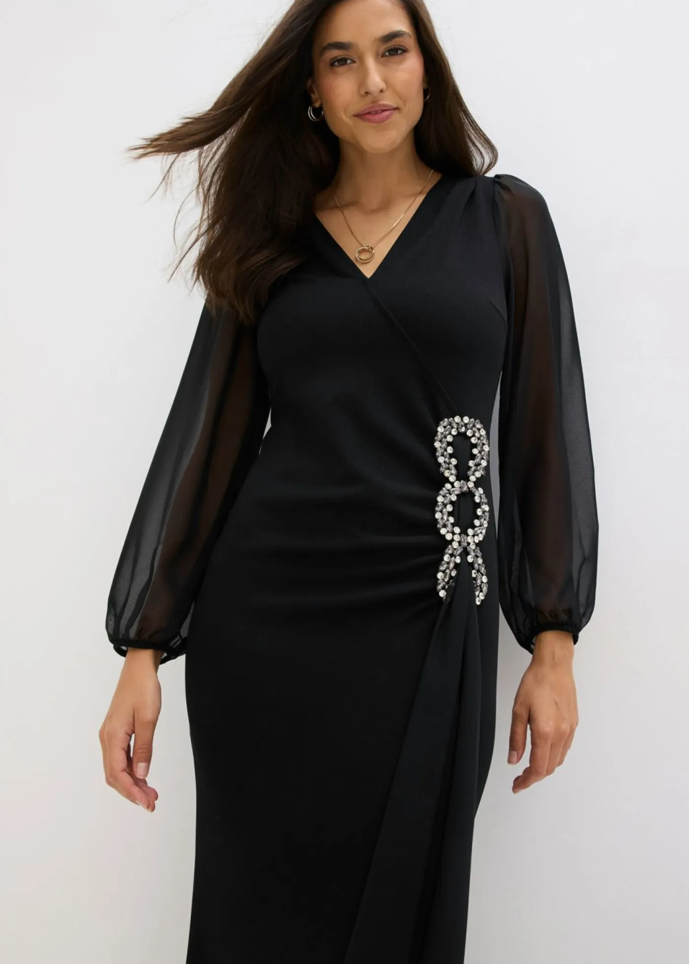 Online Vestido largo con aplicación de piedras brillantes Mujer Vestidos|Ropa Elegante