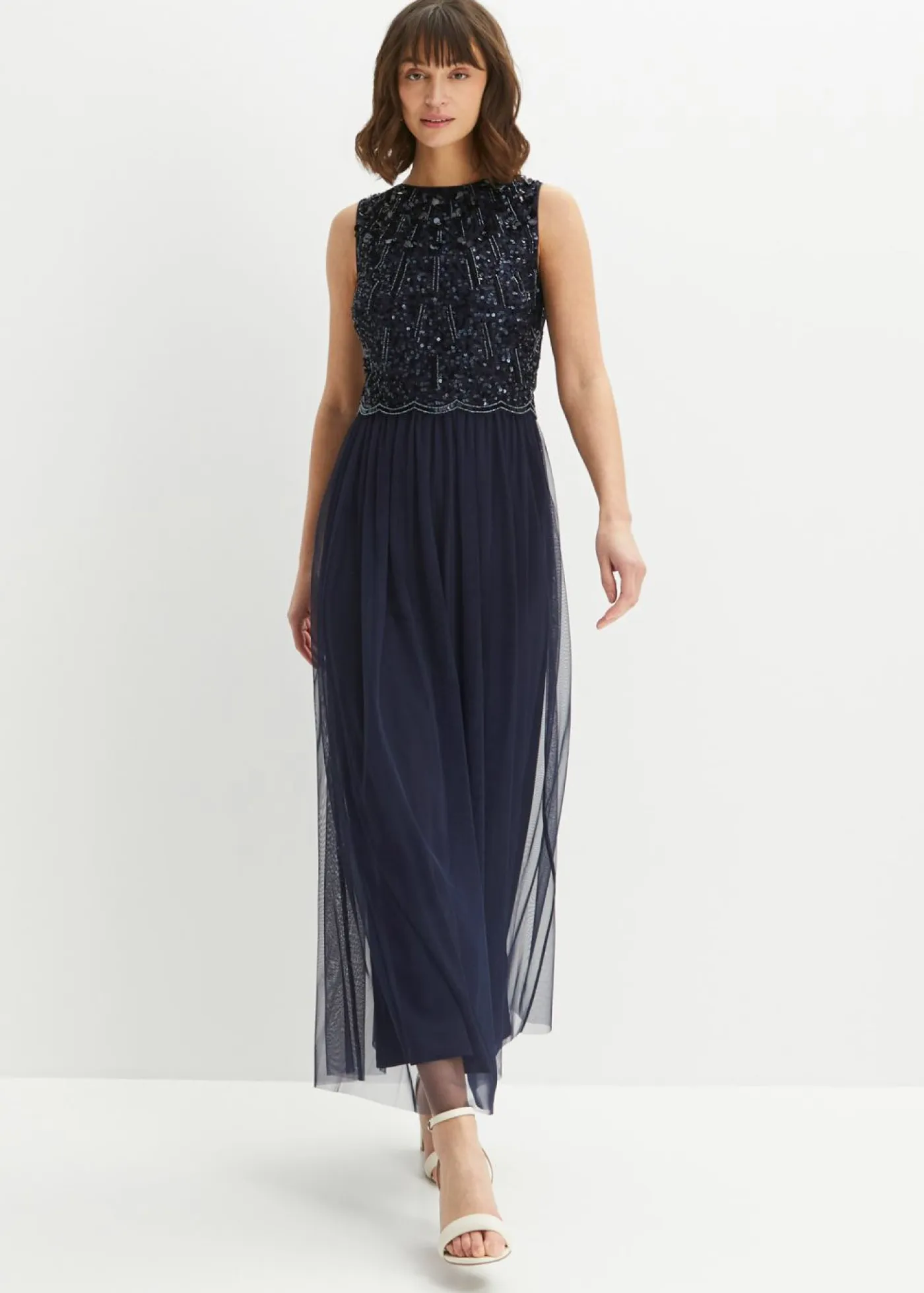 Outlet Vestido largo con bordado de lentejuelas Mujer Vestidos|Tallas Pequeñas
