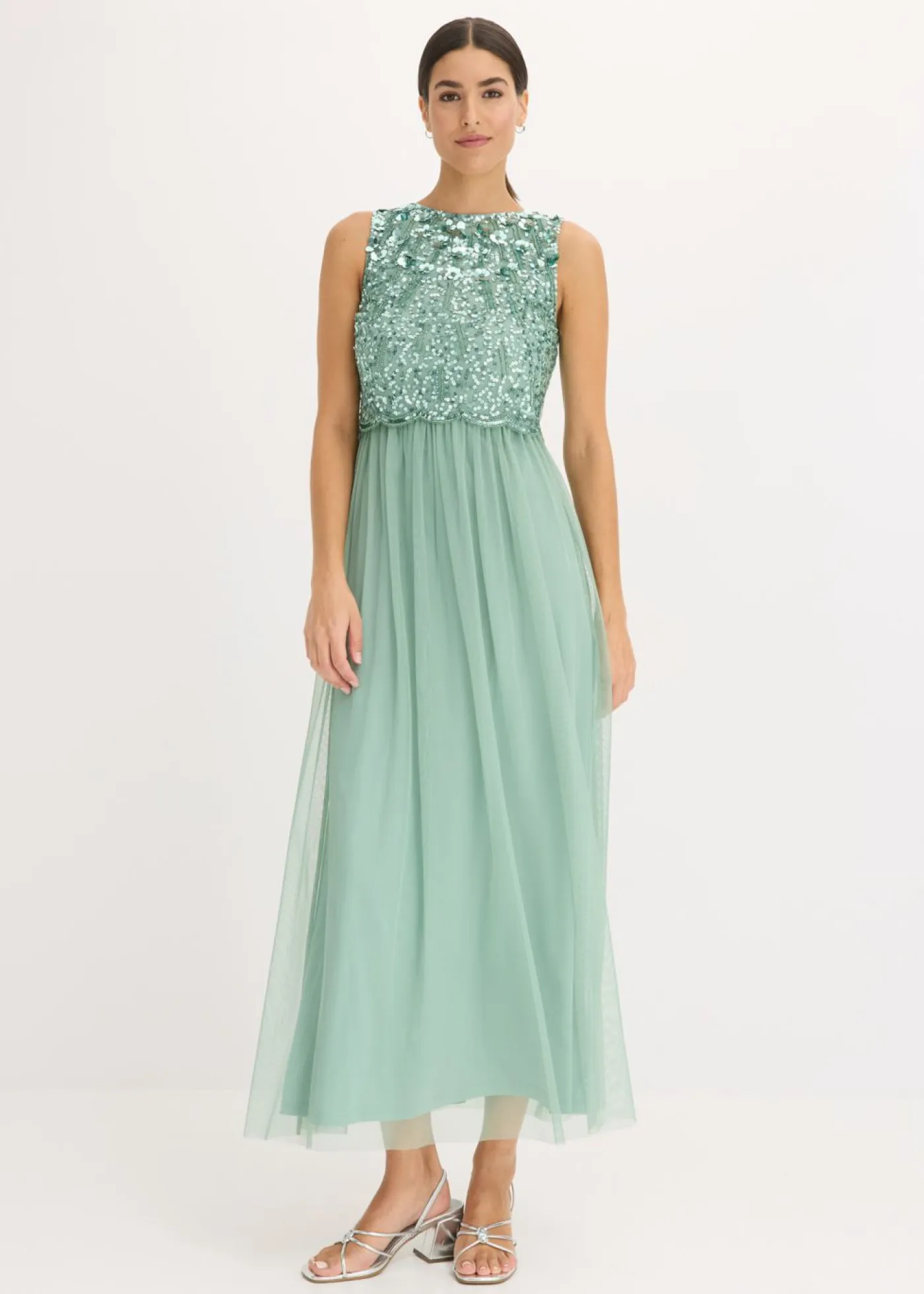 Sale Vestido largo con bordado de lentejuelas Mujer Vestidos|Tallas Pequeñas