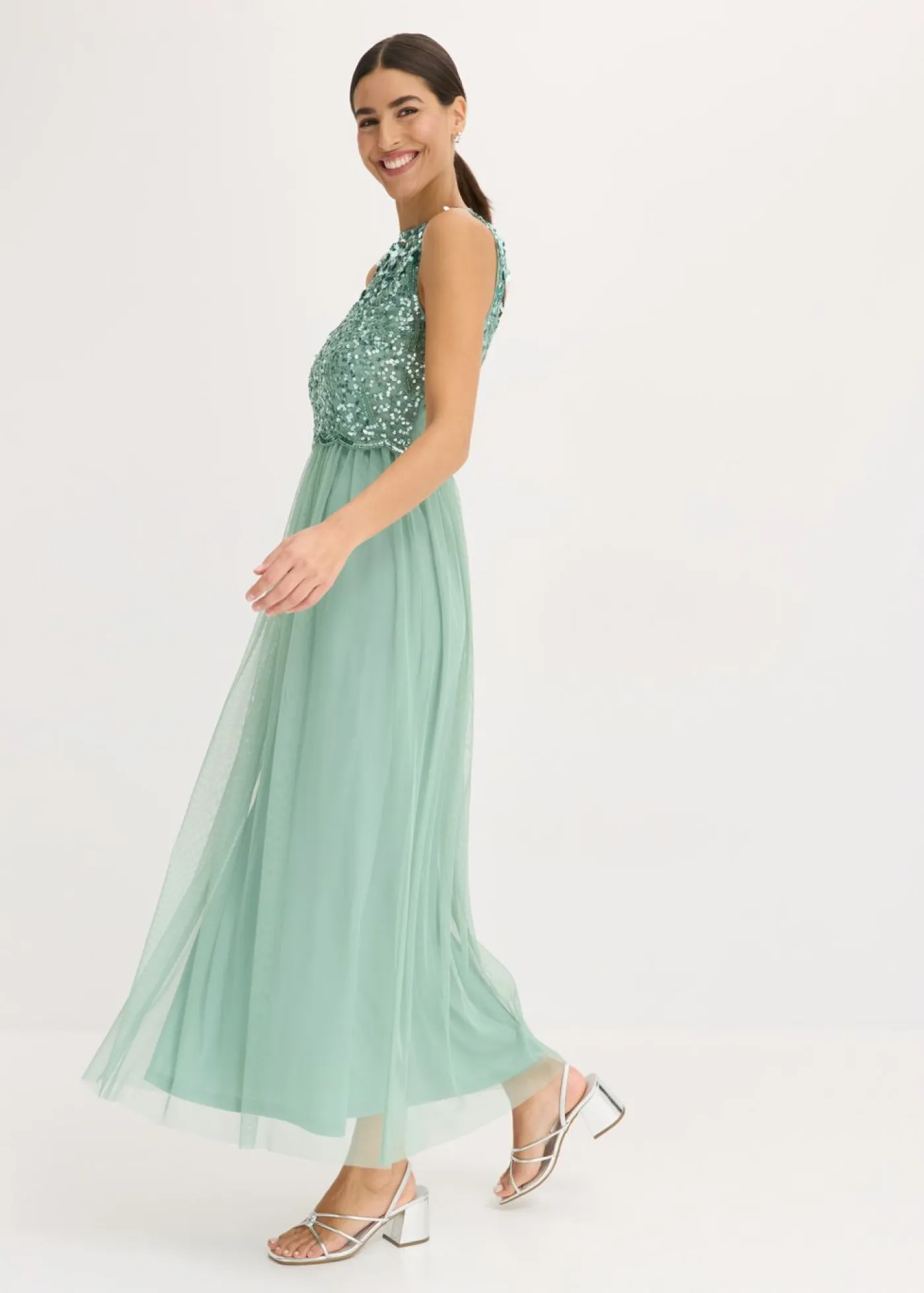 Sale Vestido largo con bordado de lentejuelas Mujer Vestidos|Tallas Pequeñas