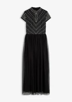 Outlet Vestido largo con bordado de perlas Mujer Vestidos|Ropa Elegante