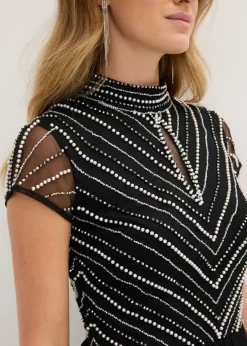 Outlet Vestido largo con bordado de perlas Mujer Vestidos|Ropa Elegante