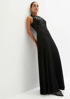 Vestido largo con bordado de lentejuelas Mujer Vestidos|Ropa Elegante