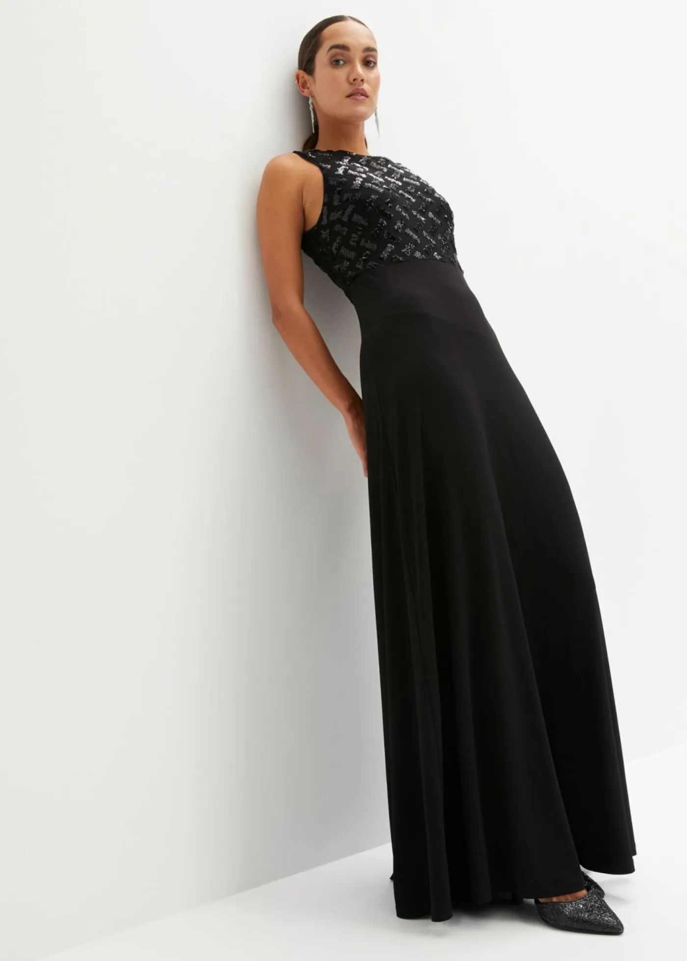 Vestido largo con bordado de lentejuelas Mujer Vestidos|Ropa Elegante