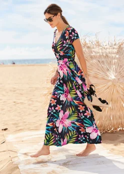 Vestido largo con diseño cruzado Mujer Vestidos