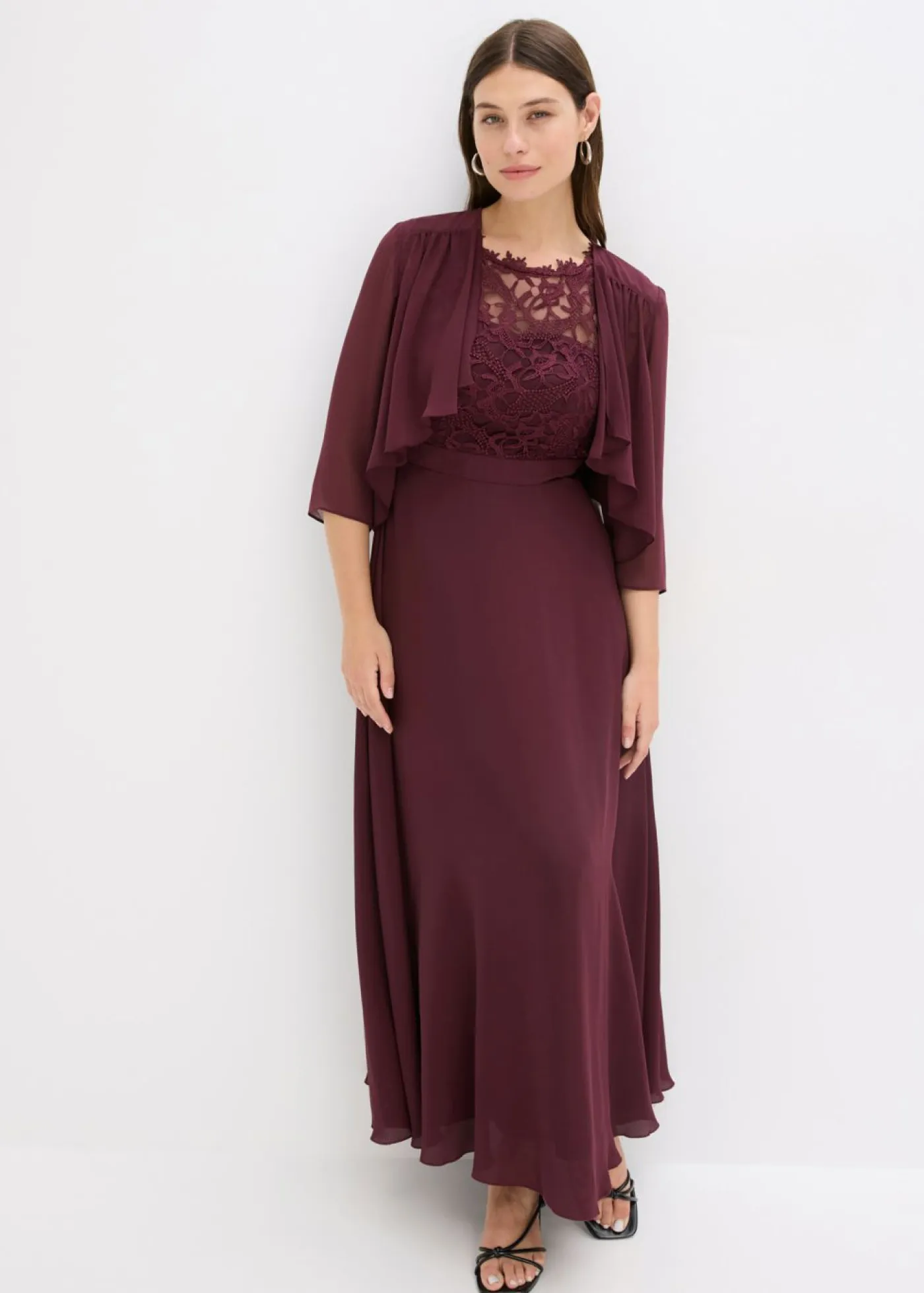 Outlet Vestido largo con encaje Mujer Vestidos|Tallas Pequeñas