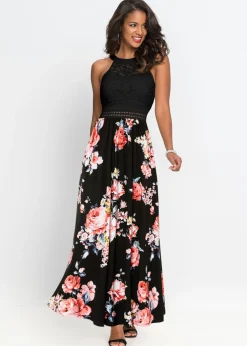 Clearance Vestido largo con estampado floral y encaje Mujer Vestidos
