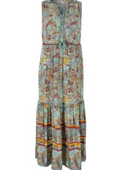 Vestido largo con estampado de cenefas Mujer Vestidos