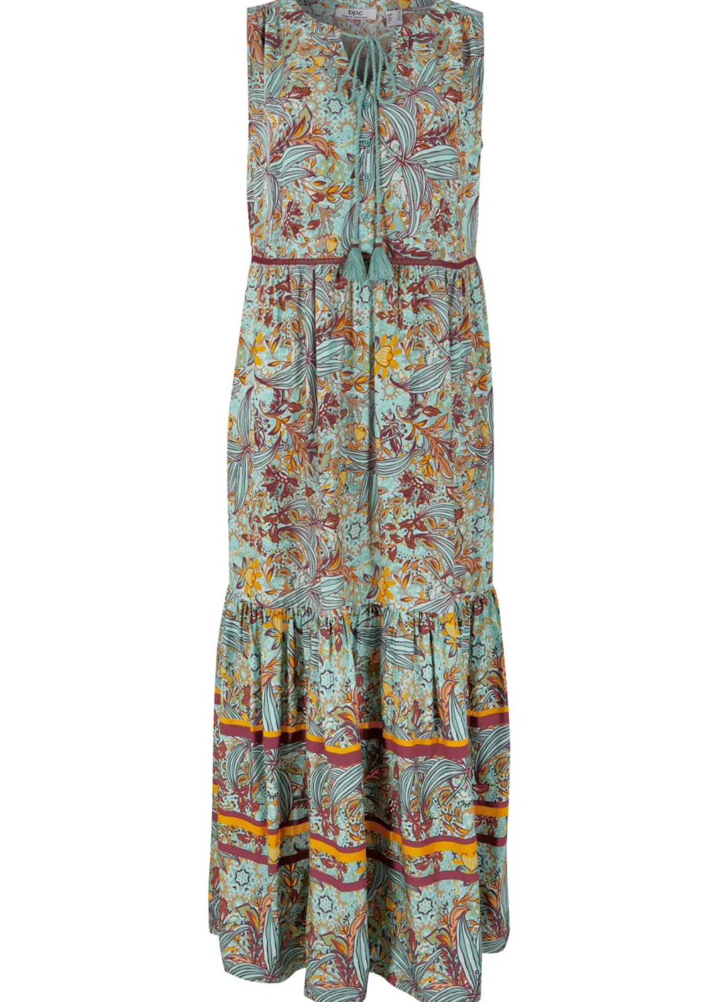 Vestido largo con estampado de cenefas Mujer Vestidos