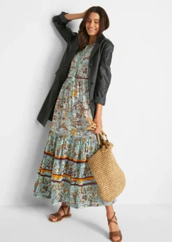 Vestido largo con estampado de cenefas Mujer Vestidos