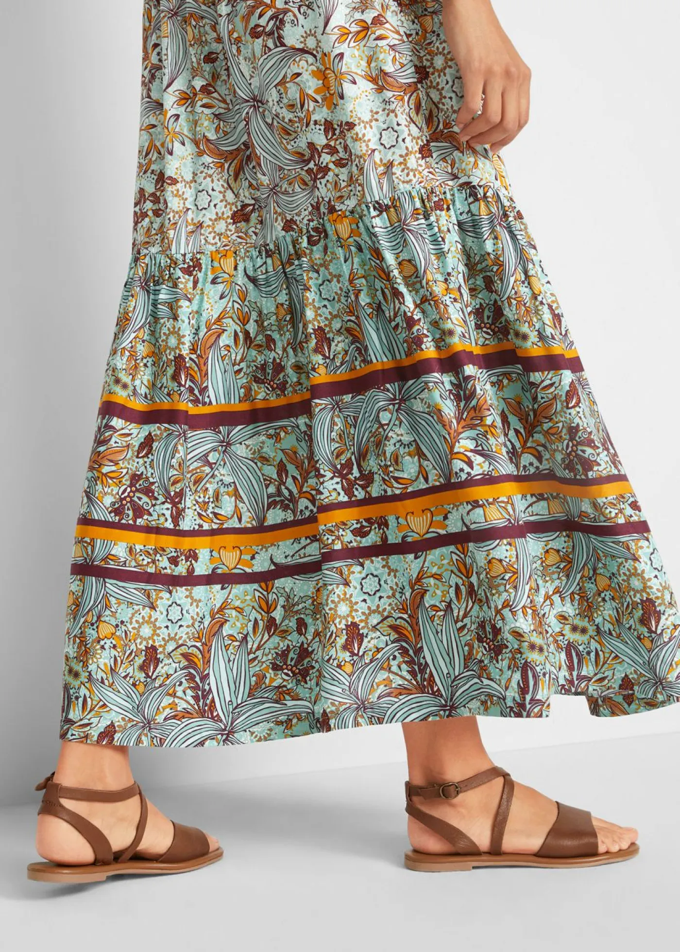 Vestido largo con estampado de cenefas Mujer Vestidos