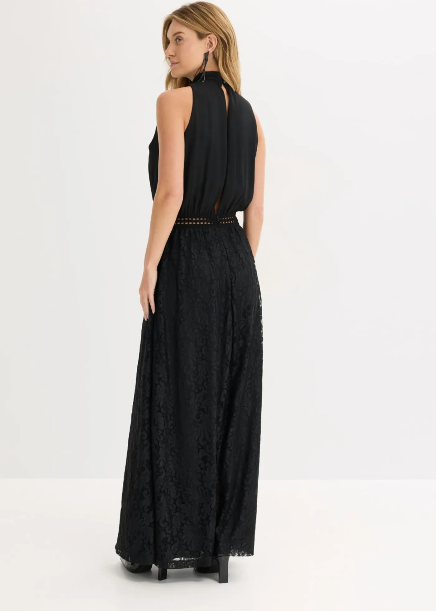 Sale Vestido largo con falda de encaje Mujer Vestidos|Ropa Elegante
