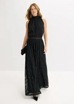 Sale Vestido largo con falda de encaje Mujer Vestidos|Ropa Elegante