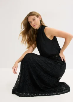 Sale Vestido largo con falda de encaje Mujer Vestidos|Ropa Elegante
