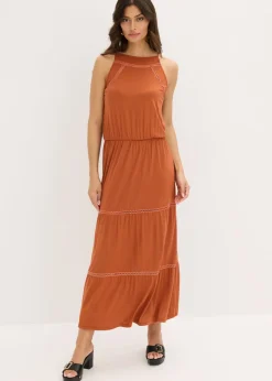 Discount Vestido largo con insertos de ganchillo Mujer Vestidos